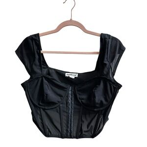 Charlotte Russe Black Mesh Corset-Style Top